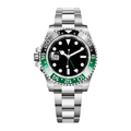 Dual Time 40 — Black Dial · Steel Bracelet & Green-Black Ceramic Bezel