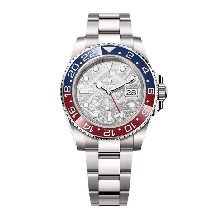 Dual Time 40 — Meteorite Dial · Steel Bracelet & Ceramic 24H Bezel