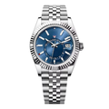Global Traveller 42 — Blue Sunburst Dial · Stainless Steel Jubilee Bracelet & Fluted Bezel