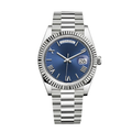 President 40 — Blue Dial · Silver Tone Bracelet & Fluted Bezel