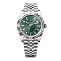 Global Traveller 42 — Green Sunburst Dial · Stainless Steel Jubilee Bracelet & Fluted Bezel