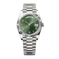 President 40 — Green Dial · Silver Tone Bracelet & Fluted Bezel
