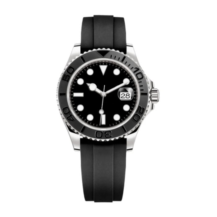 Sport 42 — Black Dial · Rubber Strap & Matte Ceramic Bezel