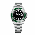 Diver 41 — Black Dial · Steel Bracelet & Green Ceramic Bezel