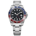 Dual Time 40 — Blue Dial · Silver Tone Bracelet & Red-Blue Ceramic Bezel