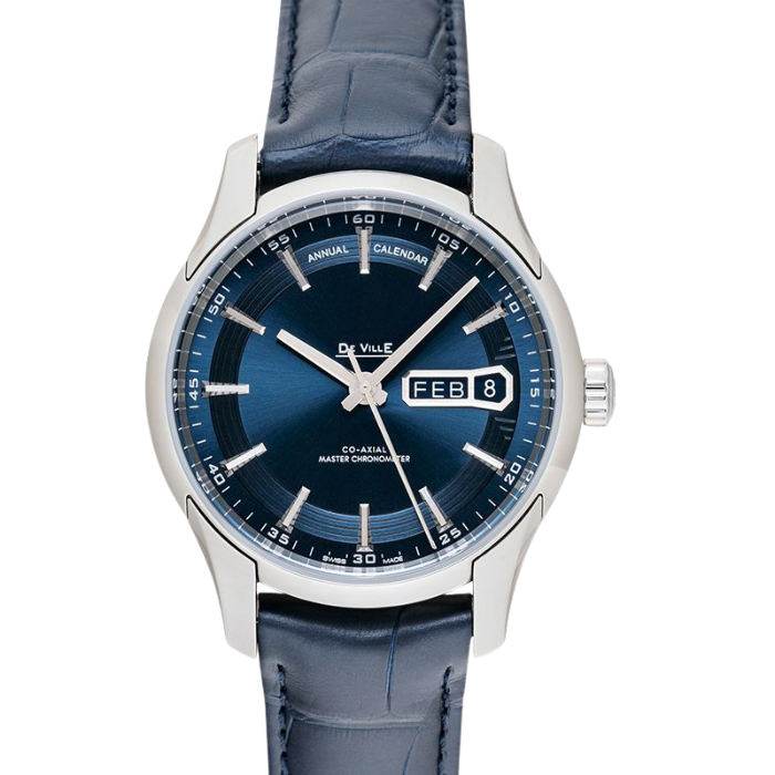 De Ville – Worldtimer Master Chronometer Silver and Blue Dial