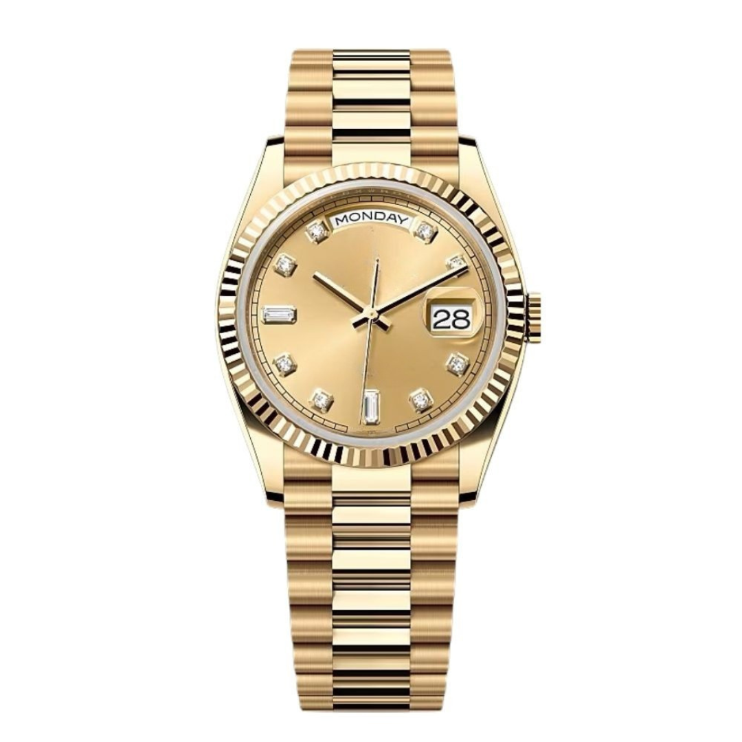 President 40 — Champagne Dial · Gold Tone Bracelet & Diamond Markers