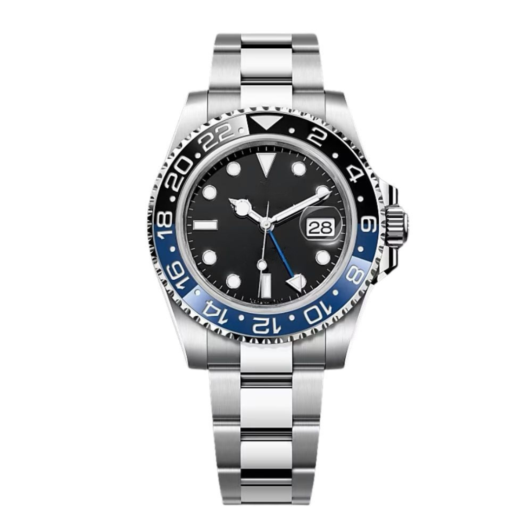 40 — Black Dial · Steel Bracelet & Blue-Black Ceramic Bezel
