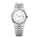 Classic 40 — White Dial · Steel Bracelet & Fluted Bezel