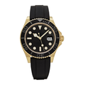 Sport 42 — Black Dial · Gold Tone Case & Rubber Strap