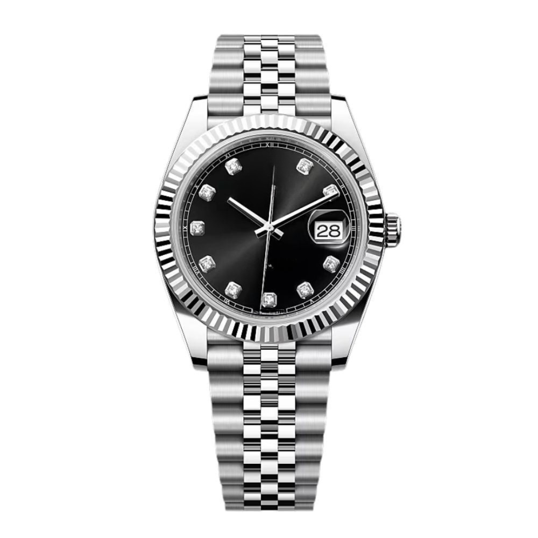 Classic 41 — Black Diamond Dial · Steel Jubilee Bracelet
