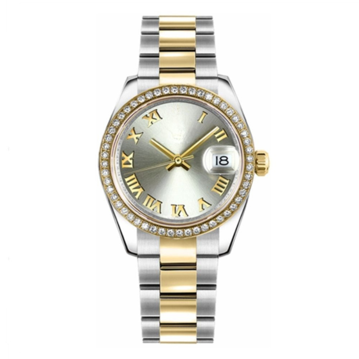Classic 41 — Slate Grey Dial · Steel & Gold Tone Bracelet & Diamond Bezel