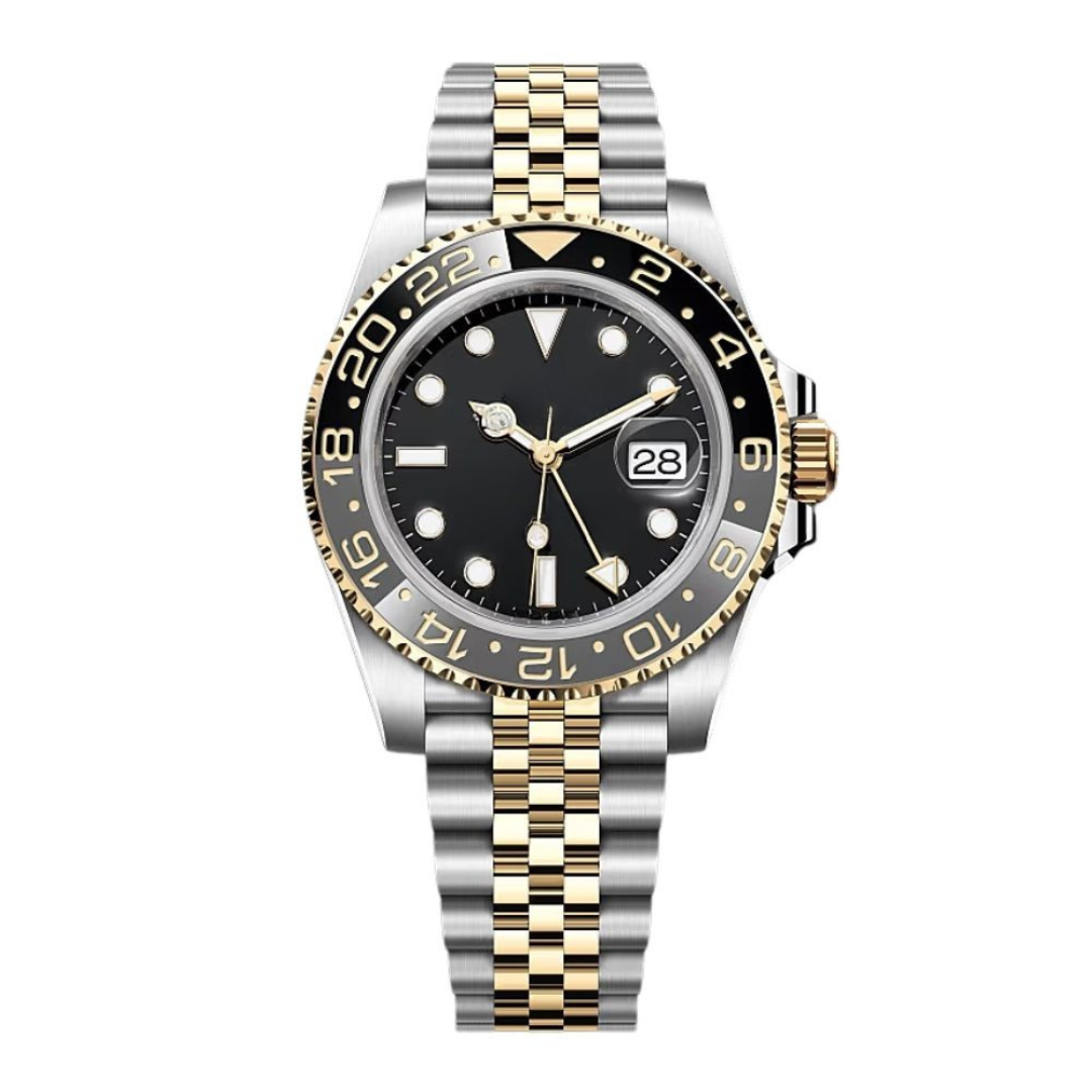Dual Time 40 — Black Dial · Steel & Gold Tone Jubilee Bracelet & Grey-Black Ceramic Bezel