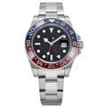 Dual Time 40 — Black Dial · Steel Bracelet & Red-Blue Ceramic Bezel