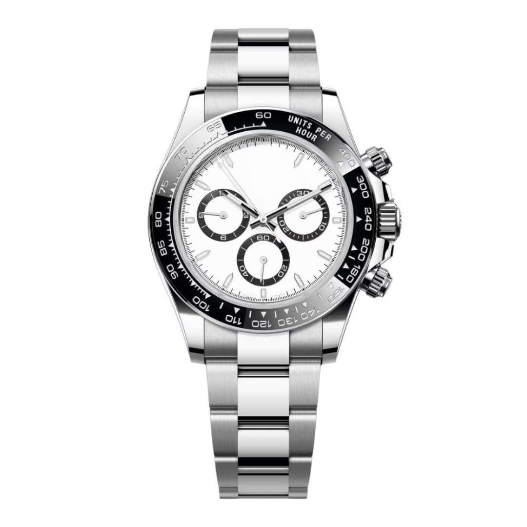 Racing Chronograph 40 — White Dial · Stainless Steel Case & Black Ceramic Tachymeter Bezel
