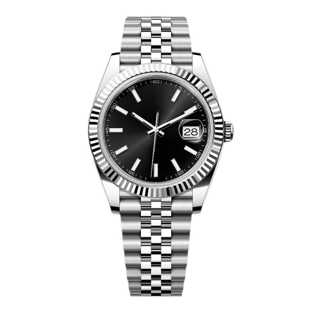 Classic Date 41 — Black Dial · Stainless Steel Jubilee Bracelet & Fluted Bezel