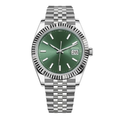 Classic Date 41 — Green Sunburst Dial · Stainless Steel Jubilee Bracelet & Fluted Bezel