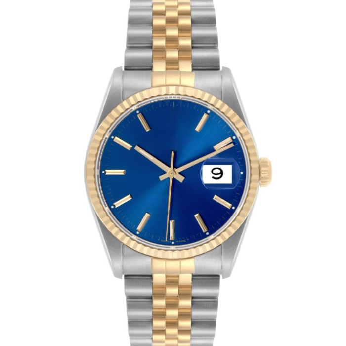 Classic 36 — Blue Dial · Steel & Gold Tone Bracelet & Fluted Bezel