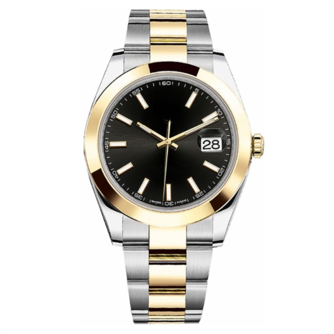 Classic 41 — Black Dial · Steel & Gold Tone Bracelet & Fluted Bezel